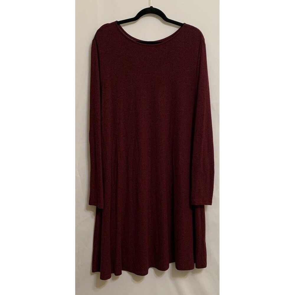 Old Navy Swing Dress Plus Size 2X Burgundy Stretchy Soft Long Sleeve Lounge